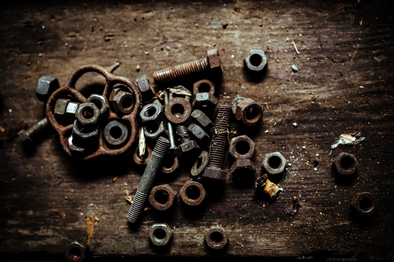 workshop, diy, abundance, machine part, bolts, work tool, equipment, run-down, repair, old-fashioned, large group of objects, dirty, screw, old, table