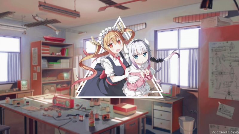 girls, Tohru (Kobayashi-san Chi no Maid Dragon), day, costume, creativity, women, lifestyles, picture-in-picture, real people, standing, young adult, childhood
