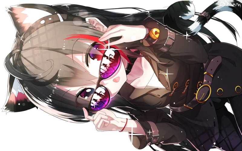 sunglasses, cat ears, 1080P, anime girls, cat tail, anime, neko ears