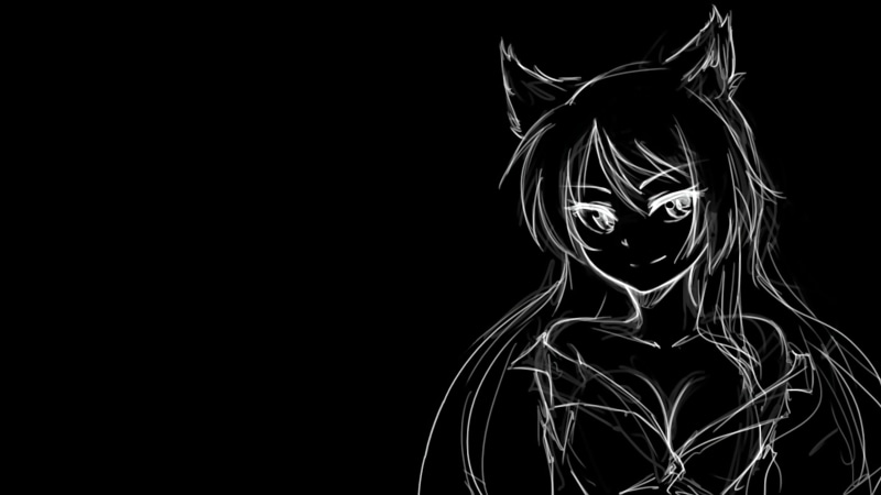 dark, nekomimi, 4K, black background, copy space, portrait, representation, abstract, cat girl, light, pattern, nature, cut out, Hanekawa Tsubasa, cleavage