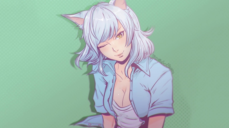 2K, hairstyle, anime, standing, anime girls, beauty, green background, character, women, portrait, teal, Monogatari Series, front view, one person, casual clothing
