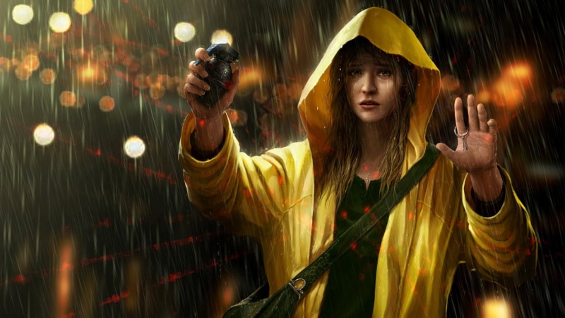 sueside, hands, goodbye, aiming, bag, SuicideSheeep, arms up, depth of field, rain, crying, grenades, 1080P, hate