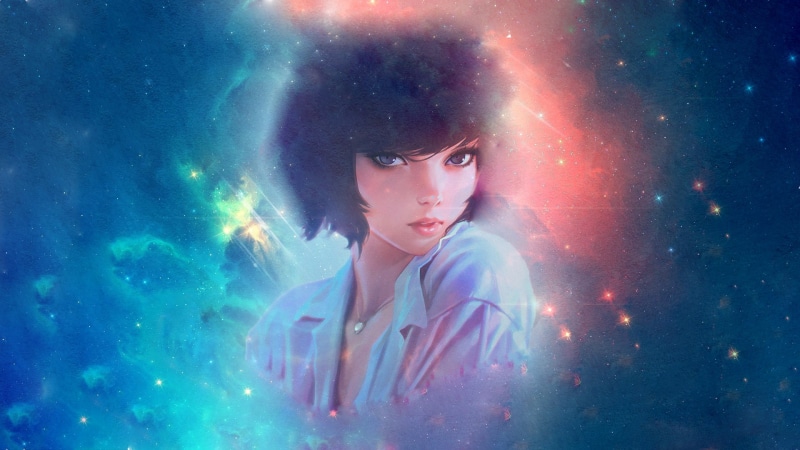 women, looking, sea, looking at camera, front view, portrait, astronomy, short hair, 1080P, waist up, beauty, underwater, galaxy, digital composite, young women