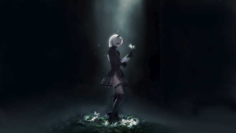 headband, 1080P, Disharmonica, cosplay, Nier Automata, linen, background, Yorha, stockings, braces