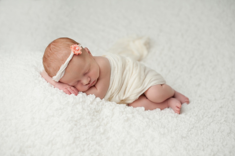 Newborn, 4K, Baby girl, Sleeping, 5K, Headband