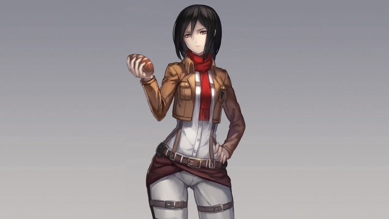 human representation, fashion model, fashion, anime, portrait, representation, Mikasa Ackerman, indoors, haired, standing, young women, one person, black