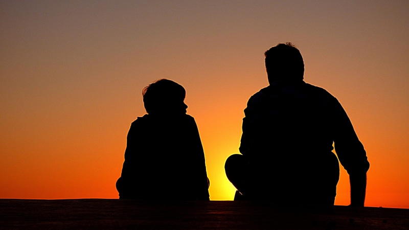 chat, boy, sunset, earnest, people, talking, friendship, two people, together, love, men, offspring, bonding, man, trust, sundown, father and son, childhood