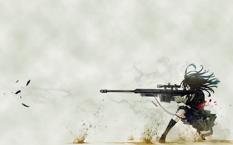 day, 720P, aggression, nature, outdoors, rifle, animals in the wild, full length, bird, anime m82a1 kozaki yuusuke, no people, military, lake, weapon