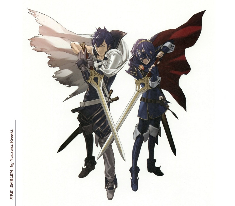 Chrom, mask, cloak, 1080P, Fire Emblem, swordsmen, back to back, by Yuusuke Kozaki, lucina, boots