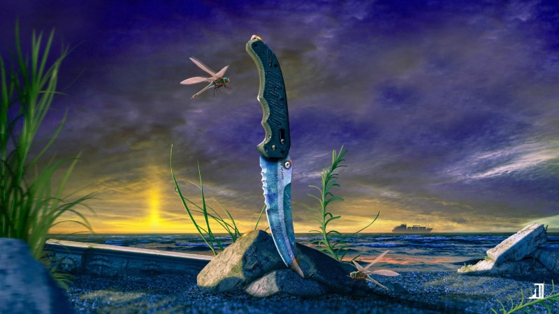 Case Hardened, CSGO, Knife, 2K, Wallpaer, art, Flip