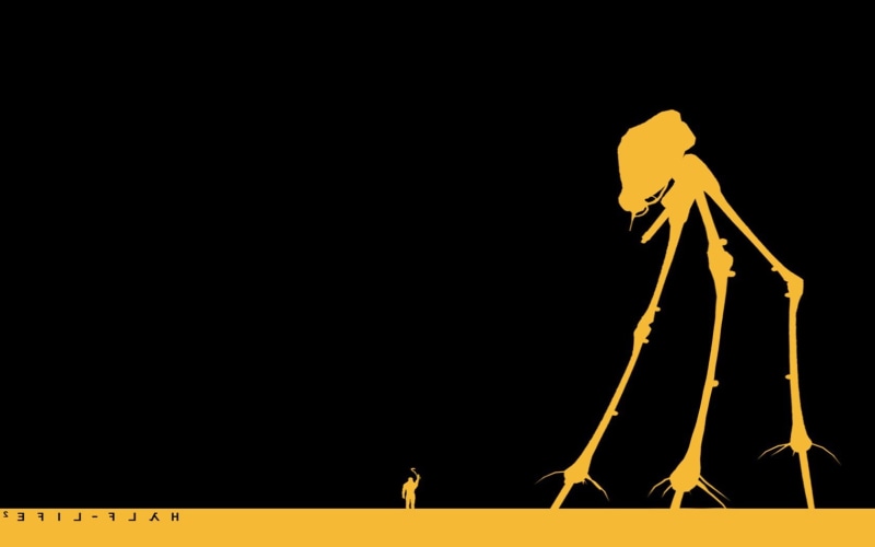 one person, representation, silhouette, video games simple black background minimalism aliens robot gordon man crowbar valve corporation valve half life half life 2