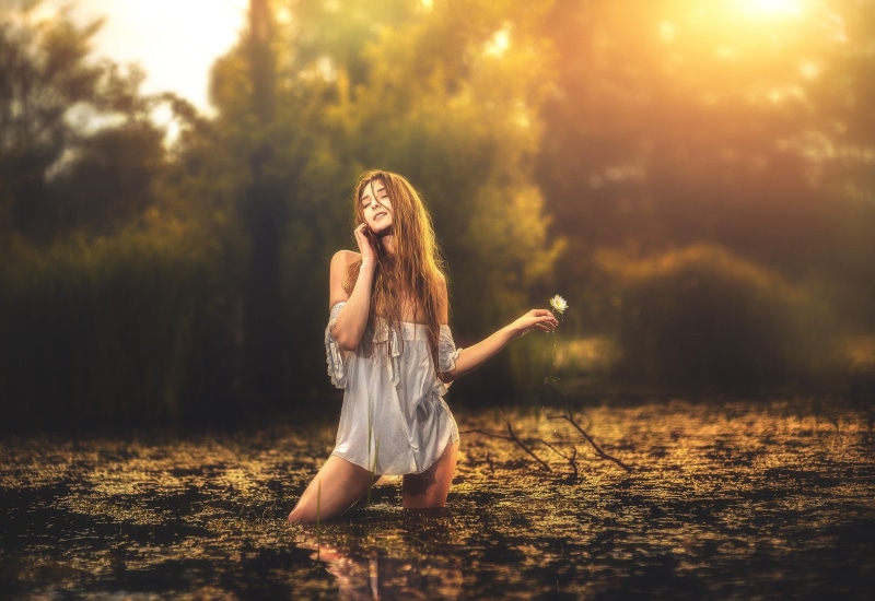 human arm, beautiful woman, women outdoors, freedom, Vadim Melnik, one person, brunette, casual clothing, pond, hair, leisure activity, tanned, 1080P