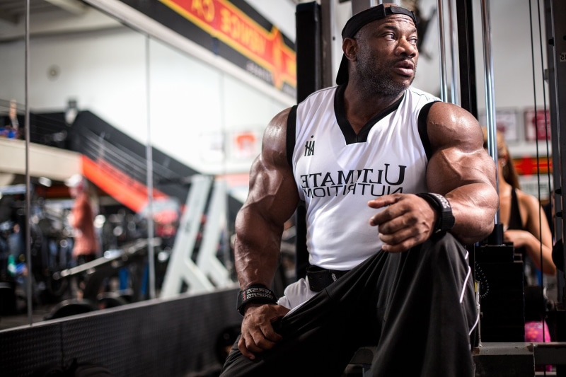 Biceps, 2K, muscle, pose, Dexter Jackson, athlete, Bodybuilder