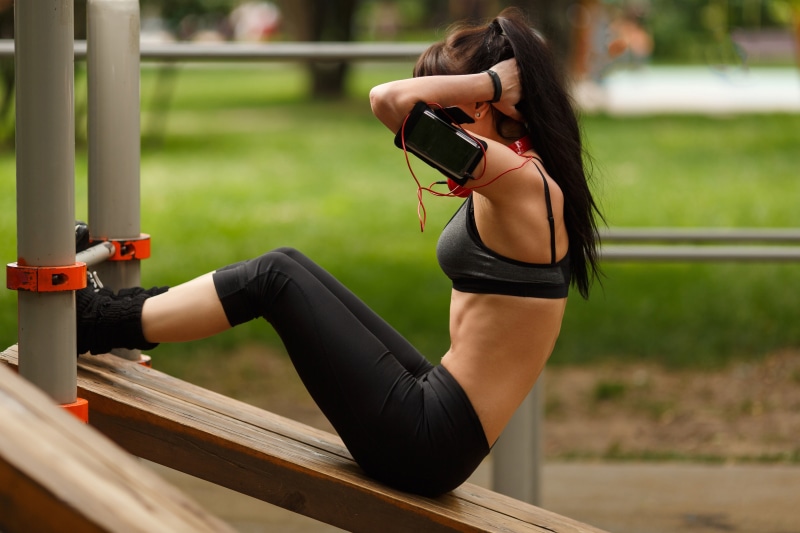 fitness, workout, park, abs, female, 5K