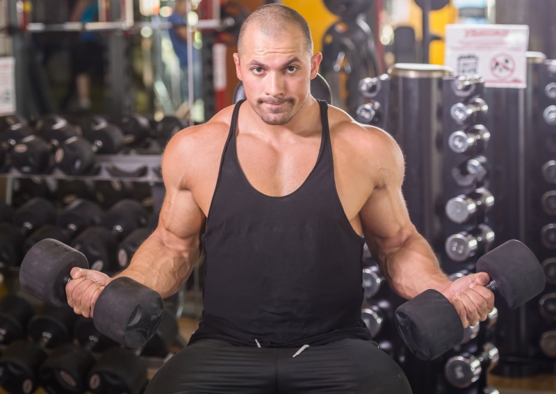 athlete, bodybuilder, dumbbells, training, Gym, 1080P, pose, muscle, biceps
