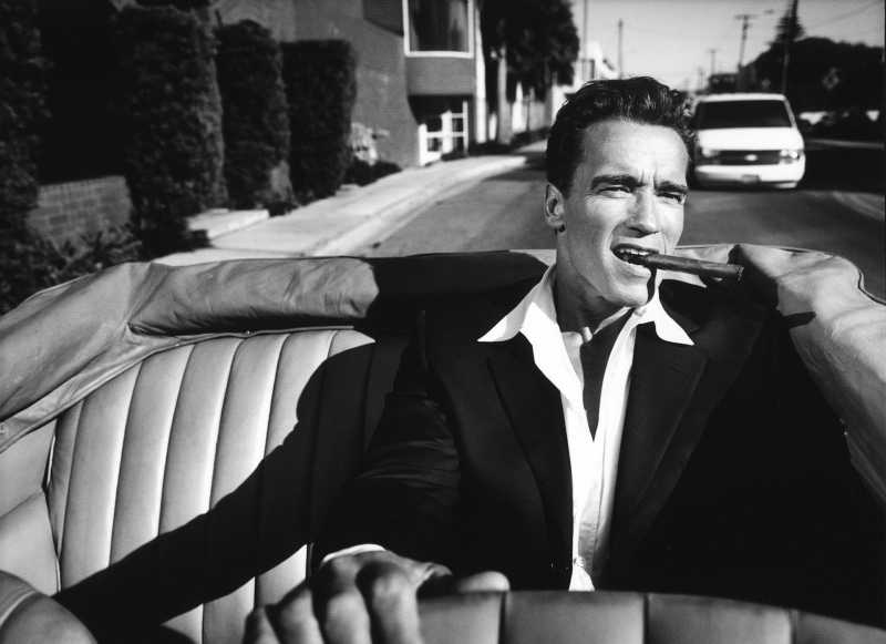 1080P, monochrome, cigars, Arnold Schwarzenegger, celebrity, men