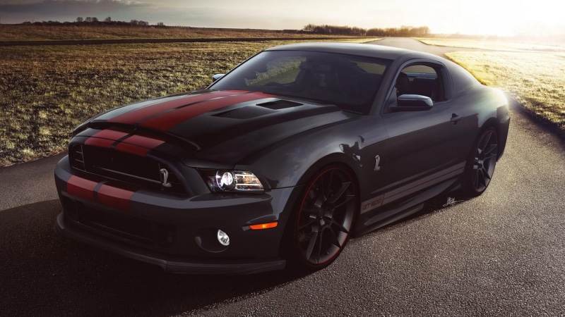 landscape, ford mustang shelby, field, 1080P, land, black car, ford mustang, car, ford mustang shelby cobra, day, outdoors, nature, sky, retro styled