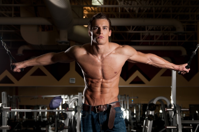 4K, three quarter length, blue, skinny, portrait, men, sport, strength, young adult, exercising, sports training, looking at camera, body conscious, lifestyles