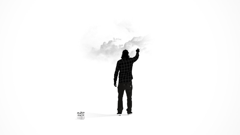 digital art, minimalism, outdoors, men, limb, human limb, fitted, sky, white background, black, nature, lifestyles, 1080P, silhouette, s, human arm, leisure activity