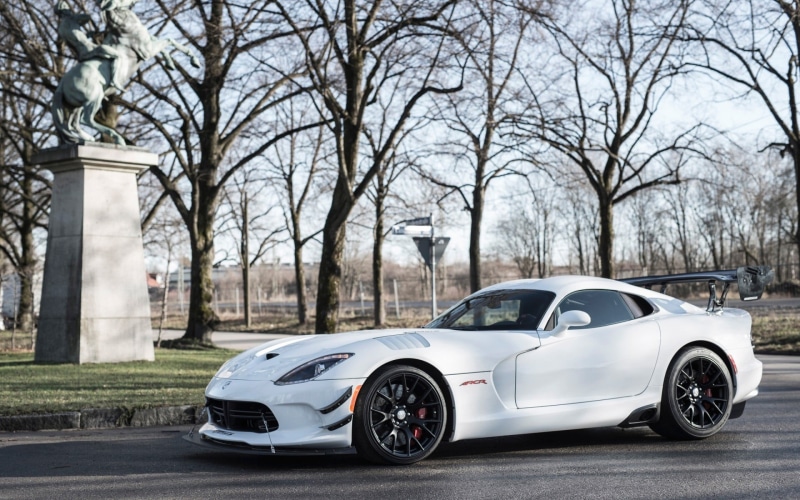 Dodge Viper ACR, outdoors, tree, luxury, door, car, 1080P, vintage car, stationary, mode of transportation, bare tree, day, white, nature, transportation