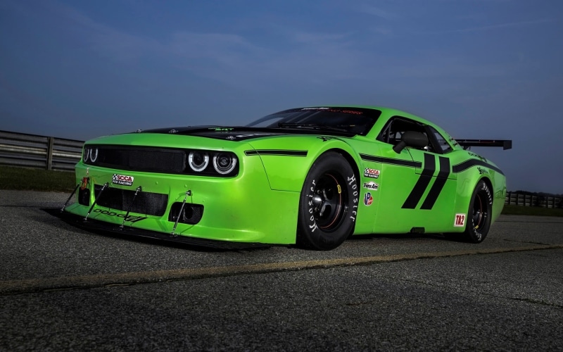 1080P, professional sport, sports car, Dodge Challenger SRT Trans-Am, black, rc, competition, wheel, land vehicle, outdoors, transportation, Dodge, green cars