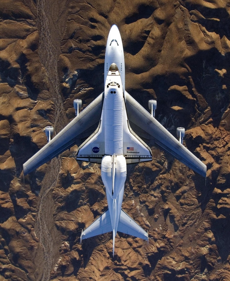 transportation, air vehicle, 1080P, rock formation, metal, flying, no people, airplane, plane, high angle view, california, fly, carrier, boeing 747, shuttle carrier