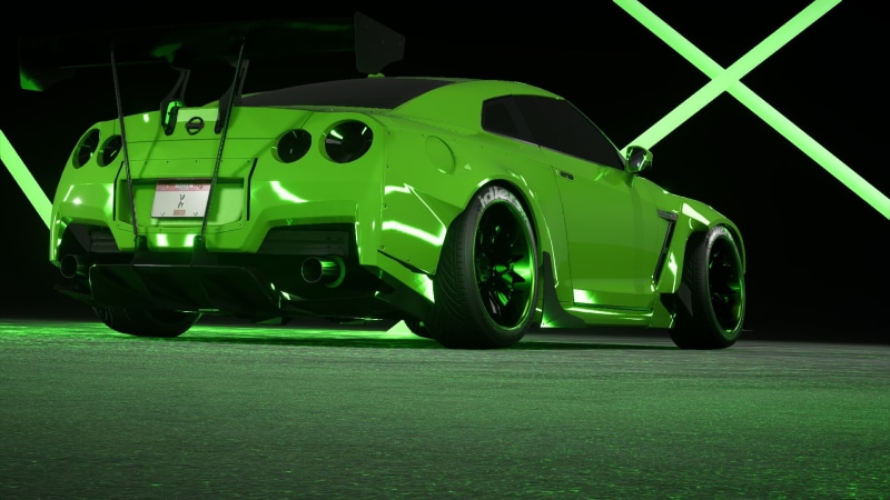 green, Rocket Bunny, Nissan GTR, 1080P