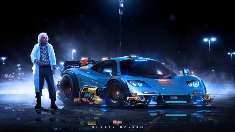 Khyzyl Saleem, Back to the Future, car, artwork, Dr. Emmett Brown, digital art, McLaren F1, 1080P