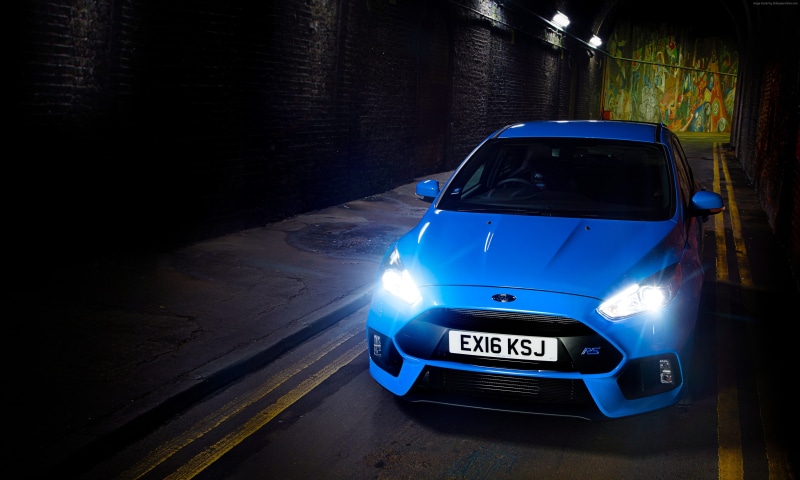 Ford Focus RS, night, blue, 4K, hatchback