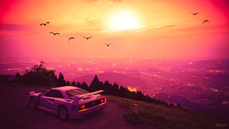 Supercar, Ferrari F40, 4K, Ferrari, Vehicle, Sunrise, Car
