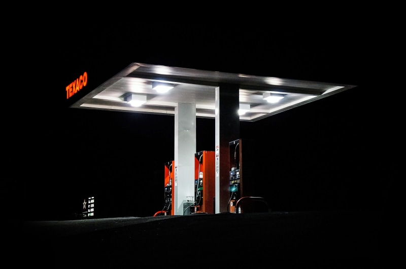 service, time, red, gas station, station, food and drink, fossil fuel, flame, transportation, night, black background, technology, fuel and power generation