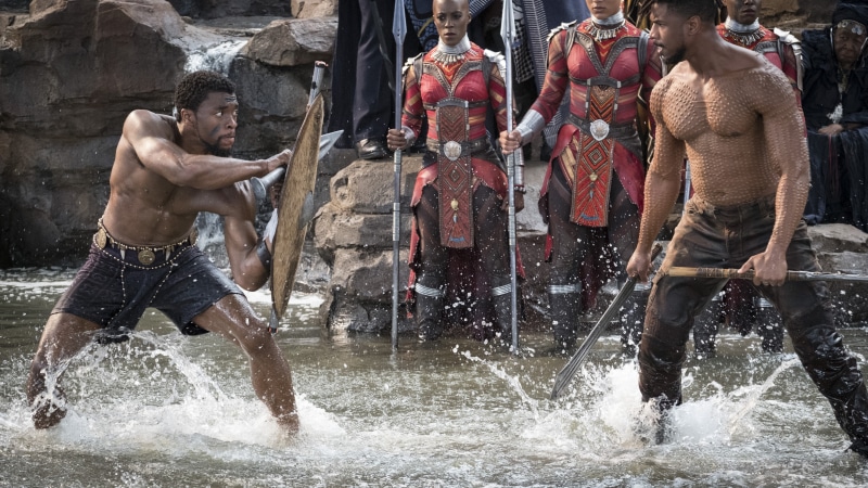 Black Panther, 5k, movie, scene, black, Michael B. Jordan, 5K, Chadwick Boseman, panther