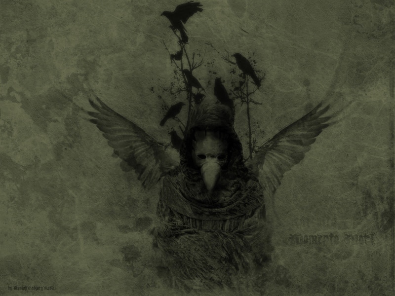 sketch, tree, fantasy art, mask, bat - animal, portrait, feather, artwork, animal wildlife, one animal, vertebrate, gray, birds, 720P, no people, plague doctors