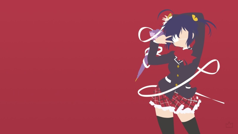 dancing, teenage girls, girls, people, emotion, nightlife, Chuunibyou demo Koi ga Shitai!, adult, teenager, music, red, rikka, takanashi, colored background