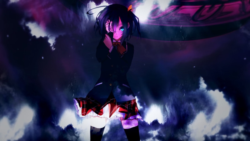 three quarter length, women, illuminated, one person, young adult, purple, 1080P, outdoors, young women, Chuunibyou demo Koi ga Shitai!, night, beauty