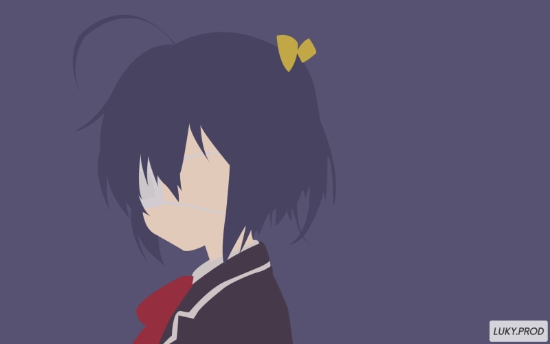 copy space, studio shot, Chuunibyou demo Koi ga Shitai!, Takanashi Rikka, purple, hairstyle, sky, flowering plant, real people, lifestyles, 1080P, nature