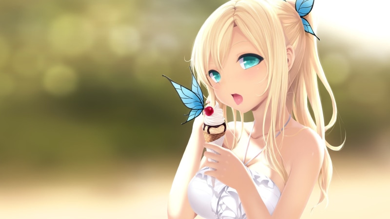 butterfly - insect, hairstyle, beautiful woman, blonde, hair, 1080P, young adult, invertebrate, one person, anime girls, nature, fashion, animal wing
