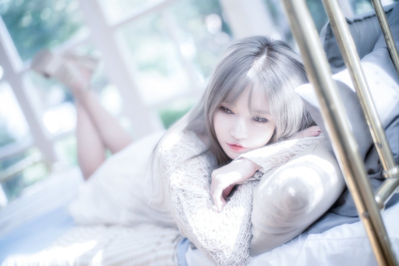 Woman, Han Ga Eun, 1080P, Bed, Models, Model, Asian, White Hair