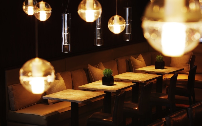 interior design, cafes, restaurant, interior, couch, urban, city, plants, lights, table, 1080P