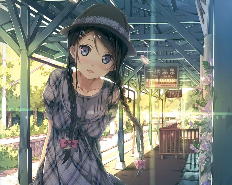 beautiful woman, real people, young women, outdoors, train station, digital art, hairstyle, front view, teenager, human representation, one person, anime girls