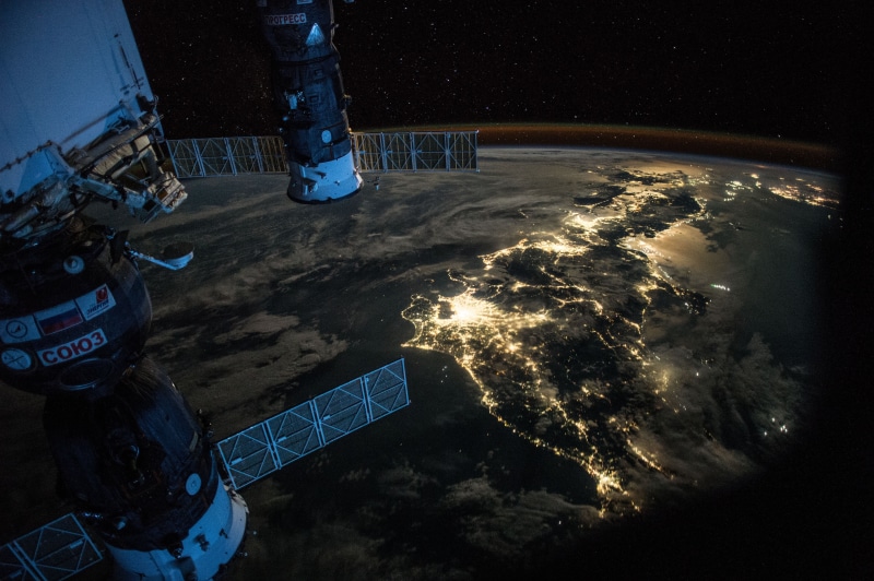 space, International Space Station, Soyuz, 4K, ISS, Earth, city lights, Japan