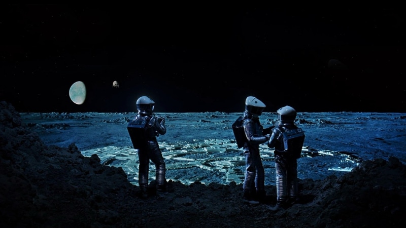 security, group of people, nature, moon, outdoors, astronomy, night, work helmet, science, land, space, standing, sky, people, 2001: A Space Odyssey, 1080P
