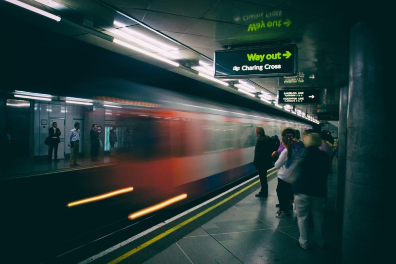 passenger train, illuminated, transportation, train, underground, people, 4K, motion, travel, railroad station, rail transportation, waiting, subway train