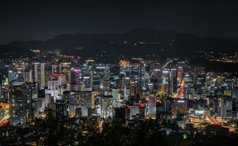 landscape, tall - high, festival, financial district, crowd, seoul, architecture, modern, building exterior, building, crowded, high angle view, cloud