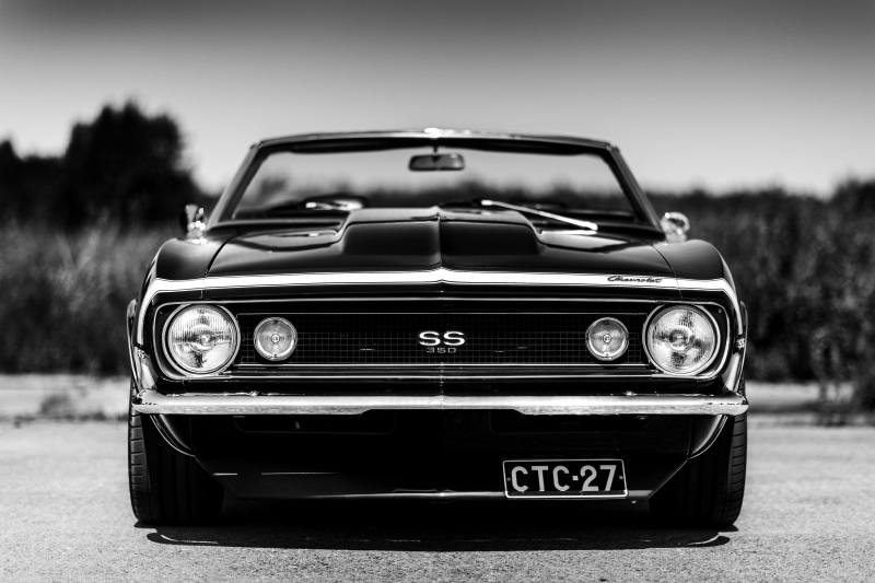 muscle, text, retro styled, automobile, sky, 2K, chevy, history, antique, the past, motor, ss350, black and white, america, usa, vintage car, vintage