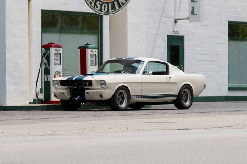 White Car, Ford, Gas Station, Fastback, Shelby Mustang GT350, 1080P, Car, Muscle Car, Shelby Mustang GT 350