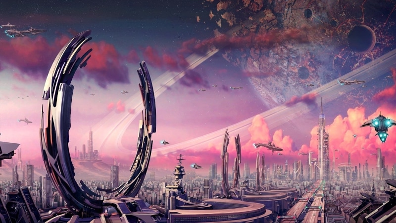 Futuristic, sports, science, planets, Spaceships, x, artwork, hd, cities, airship, px, fiction, football, fantasy, art, 1080P, 1920x1080 px