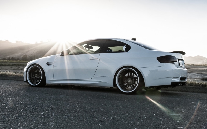 white, bmw m3 e92, car, tuning, sun, 1080P, bmw, m, road, light, e, wheels