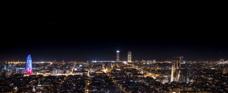 monuments, barcelona, illuminated, building, urban skyline, night, church, bunkers del carmel, building exterior, nightlife, skyscraper, sagradafamilia