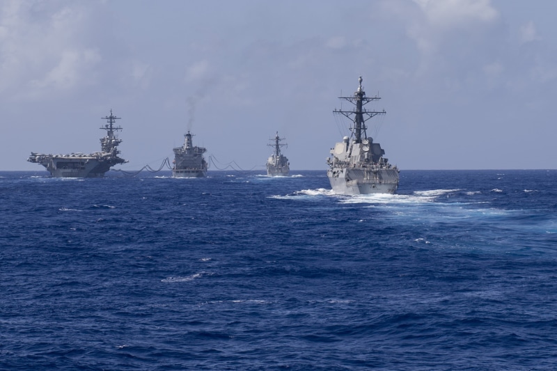 tranquility, Arleigh Burke Class Destroyer, day, United States Navy, tranquil scene, cruise ship, water, Carrier Strike Group, cloud - sky, ship, travel